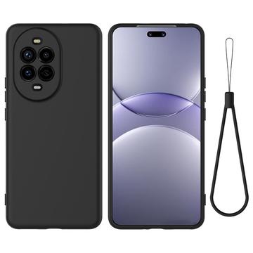 Coque Huawei Nova 13 Pro en silicone liquide avec dragonne - Noire