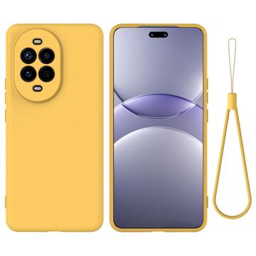 Coque Huawei Nova 13 Pro en silicone liquide avec dragonne - Jaune