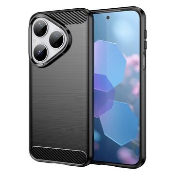 Coque Huawei Pura 80 en TPU Brossé - Fibre de Carbone - Noire