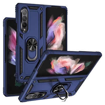 Coque Hybride Samsung Galaxy Z Fold3 5G avec Béquille Métal - Bleue