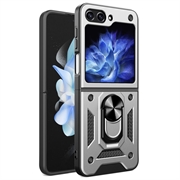 Coque Hybride Samsung Galaxy Z Flip6/Z Flip7 FE avec Support Bague - Argenté