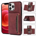 Coque Hybride iPhone 14 Pro avec Portefeuille - Vin Rouge