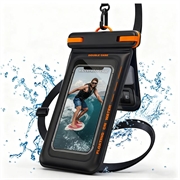Étui flottant étanche IPX8 pour téléphone avec deux compartiments de rangement - 7.5" - Noir