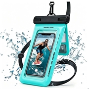 Étui flottant étanche IPX8 pour téléphone avec deux compartiments de rangement - 7.5" - Cyan