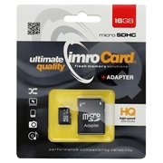 Carte mémoire microSDHC Imro avec adaptateur SD - 16 Go