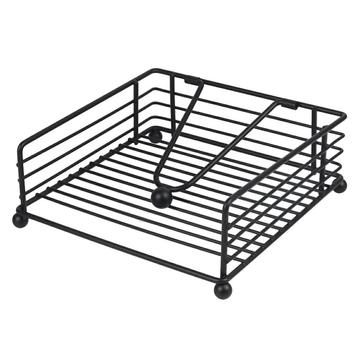 Porte-serviettes en fer avec presse-papier - Noir