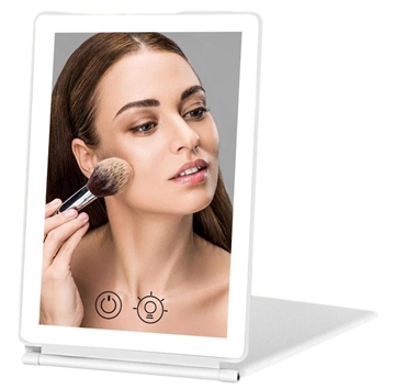 J17 Miroir de maquillage portable pliable à LED avec grossissement 3X