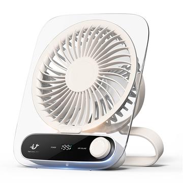 JF136 Ventilateur portable de bureau et suspendu à grand angle avec 199 niveaux de vitesse - Beige