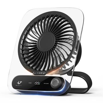 JF136 Ventilateur portable de bureau et suspendu à grand angle avec 199 niveaux de vitesse - Noir