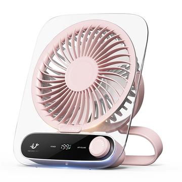 JF136 Ventilateur portable de bureau et suspendu à grand angle avec 199 niveaux de vitesse - Rose