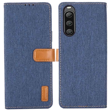 Étui Portefeuille Sony Xperia 10 V - Série Jeans - Bleu Foncé