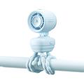 Ventilateur pour poussette Jisulife 4 avec trépied flexible et veilleuse 5000mAh - Bleu