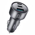 Chargeur de voiture Joyroom JR-CCN19 65W à 3 ports (PD/QC) - 2x USB-C, USB-A - Gris