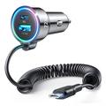 Joyroom JR-CL07 Chargeur rapide 3-en-1 pour voiture 72W - USB-C, USB-A - Noir