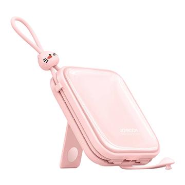 Joyroom JR-L008 Cutie Power Bank 10000mAh avec câbles USB-C et Lightning - 22.5W - Rose