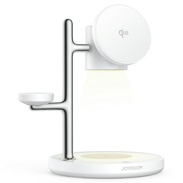 Joyroom JR-W23 Qi2 4-en-1 Chargeur sans fil magnétique 15W avec veilleuse - Blanc