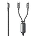 Joyroom S-A57 Câble de charge USB-C vers 2x USB-C - 100W, 1.5m - Gris