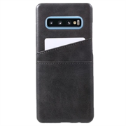 Coque Samsung Galaxy S10 en Plastique Revêtue avec Porte-Cartes KSQ - Noire