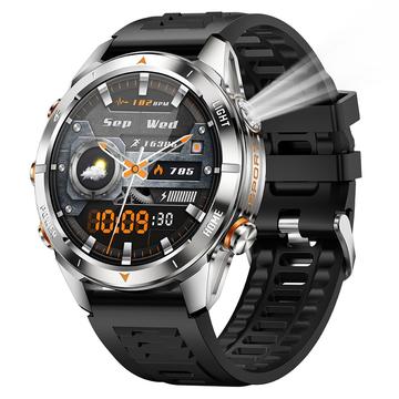 KT80 Sports Smart Watch - Étanche 3ATM, Appel Bluetooth, 1.46" Écran tactile HD, Lampe de poche intégrée - Argenté