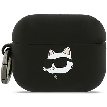 Étui en silicone AirPods Pro 3 Karl Lagerfeld Choupette Head 3D - Noir