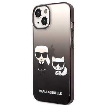 Coque iPhone 14 Karl Lagerfeld Gradient Karl & Choupette - Noire