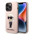 Coque iPhone 15 Pro en Silicone Karl Lagerfeld Ikonik - Rose