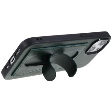 Coque iPhone 14 Plus Revêtue avec Béquille et Porte-Cartes - Vert