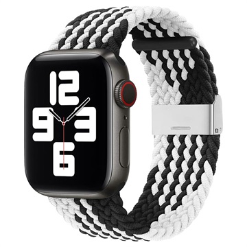 Bracelet Apple Watch Series Ultra 2/Ultra/9/8/SE (2022)/7/SE/6/5/4/3/2/1 Tricoté - 49mm/45mm/44mm/42mm - Noir / Blanc