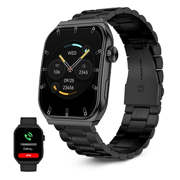 Ksix Olympo AMOLED Smartwatch - Acier inoxydable et bracelet en silicone - Noir