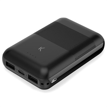 Batterie Externe Ksix Slim USB-C et 2xUSB - 10000mAh - Noir