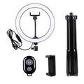 LATZZ Trépied 160cm + 26cm Ring Light + Clip pour téléphone portable + Déclencheur à distance Bluetooth