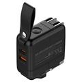 Chargeur rapide LDNIO Q2618 65W à technologie GaN avec fiches interchangeables - USB-C/USB-A - Noir