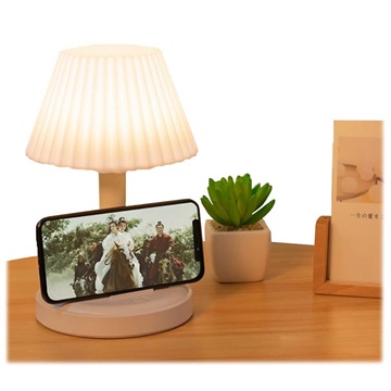 Lampe de Table LED avec Support de Téléphone - 2000mAh - Blanc