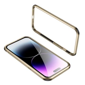 Le-Lock Series Bumper en Métal pour iPhone 14 Pro - Doré