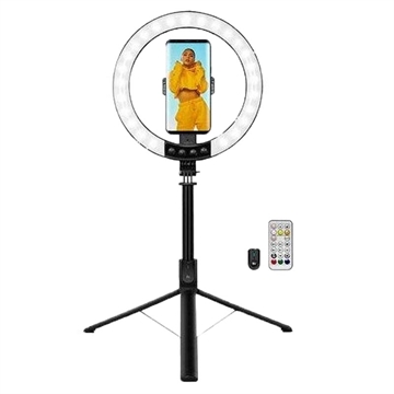 LogiLink AA0156 Lampe annulaire LED avec bâton de selfie/trépied et déclencheur à distance