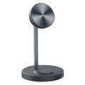 MCDODO CH-215 MDD Cooling Series 15W Wireless Charging 2-in-1 Magnetic Wireless Charger Desktop Holder Heat Dissipation Radiator Phone Stand - Gris