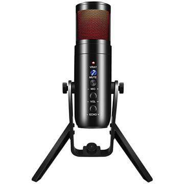 Microphone de karaoké avec lumière RVB MU900MAX - Micro à condensateur de jeu E-Sports avec support de bureau