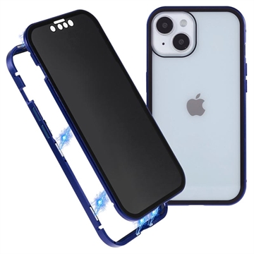 Coque Magnétique iPhone 15 avec Verre Trempé de Confidentialité - Bleue