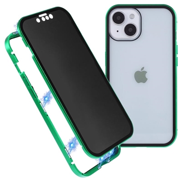 Coque Magnétique iPhone 15 avec Verre Trempé de Confidentialité - Verte