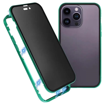 Coque Magnétique iPhone 15 Pro avec Verre Trempé de Confidentialité - Verte