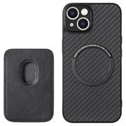 Coque iPhone 15 avec Porte-Cartes - Fibre de Carbone