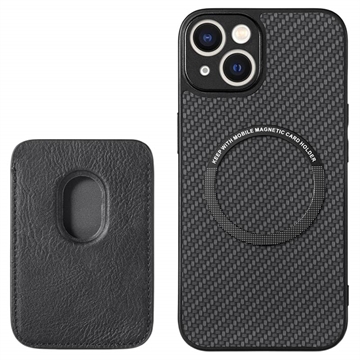 Coque iPhone 15 avec Porte-Cartes - Fibre de Carbone