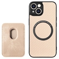 Coque iPhone 15 Plus avec Porte-Cartes - Fibre de Carbone - Kaki