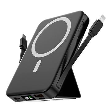 Banque d\'alimentation sans fil magnétique avec câbles USB-C et Lightning - 10000mAh/15W