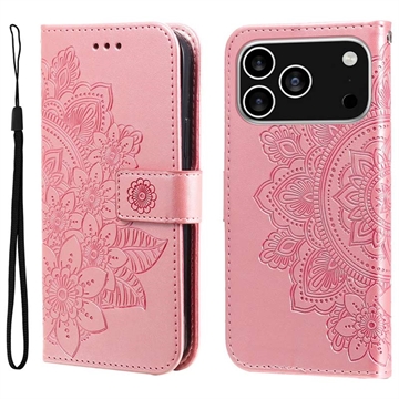 Étui Portefeuille iPhone 17 Pro Mandala Série - Rose