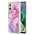 Coque Motorola Moto G54 en TPU Marble Pattern Galvanisé IMD - Bleu / Rose