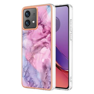 Coque Motorola Moto G84 en TPU Marble Pattern Galvanisé IMD - Bleu / Rose