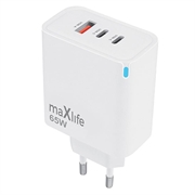 Maxlife MXTC-09-65ACC Chargeur GaN - 65W, 2x USB-C, USB-A - Blanc