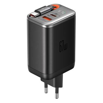 Mcdodo CH-4100 Chargeur rapide GaN 67W avec câble USB-C rétractable - Noir