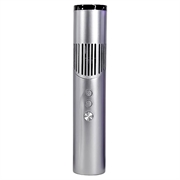 Mini-ventilateur de poche en forme de rouge à lèvres avec écran numérique et éclairage LED - Gris